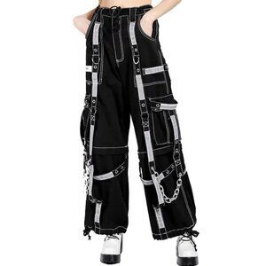 Women's Bondage Reflective Alternative Punk Rock EmoTrouser Pant Shorts